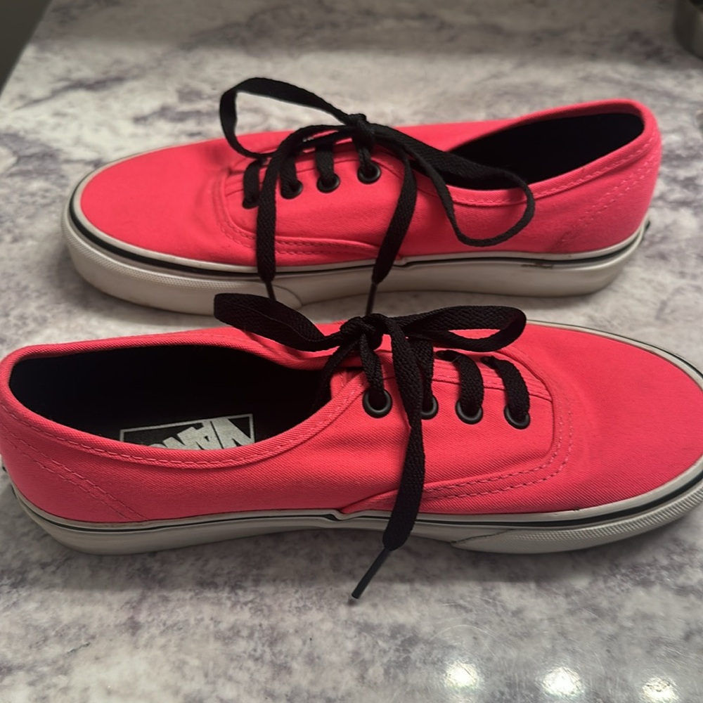 VANS Authentic Original Low Top Exclusive Neon Pink Black Sz Men 5.5 Womens 7 - Picture 3 of 5